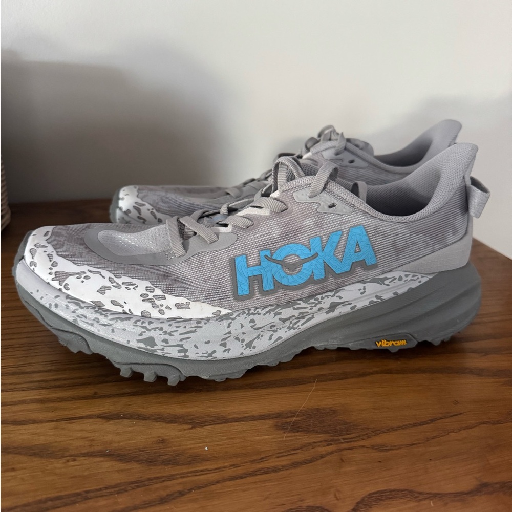 Hoka Gray and Teal Running Shoes
